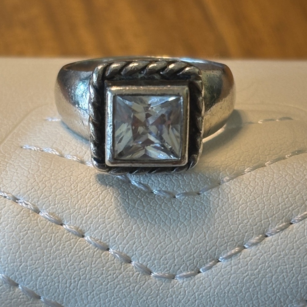 Silpada Sterling Silver Ring with Clear Square Gemstone - Picture 2 of 7